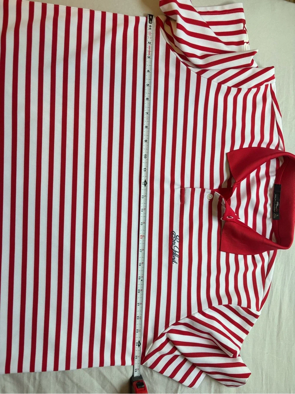 RLX Ralph Lauren Sea Island Red White Striped Golf Polo Shirt Mens XL